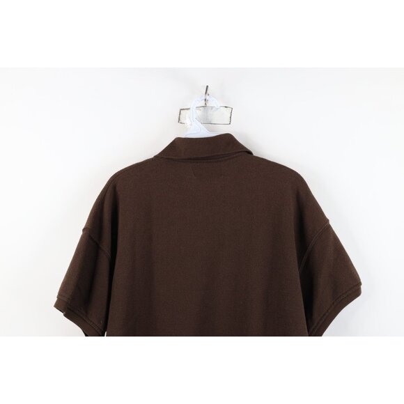 Vintage 90s Express Womens Small Faded Blank Baggy Fit Thermal Knit Polo Brown - Picture 11 of 12